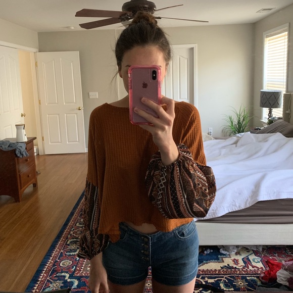 Thermal waffle knit crop top - Picture 4 of 5